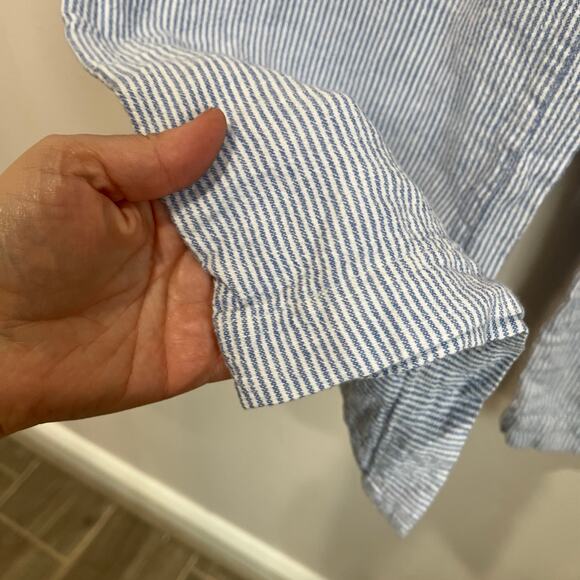 House of Harlow Linen Rayon Pants Blue Striped Boho Wide Leg Summer Beach Sz M - Picture 6 of 6